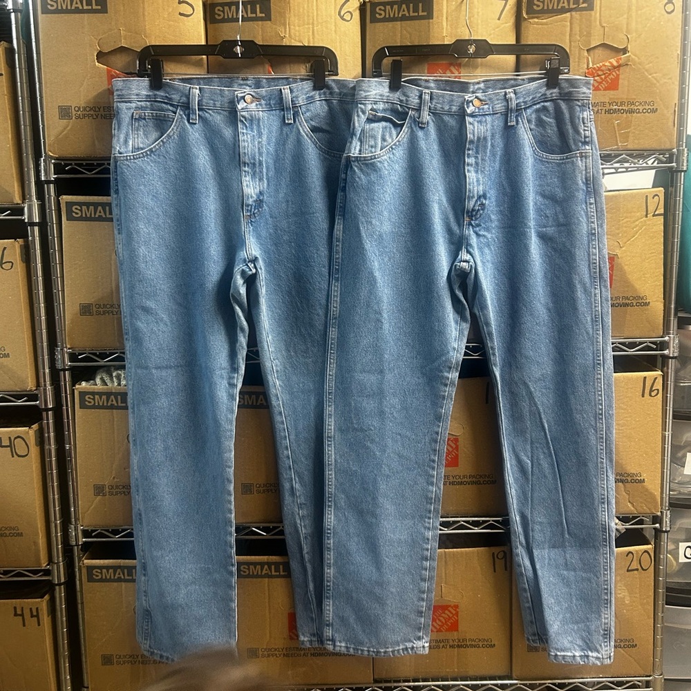 Rustler Men's 34x32 Straight Leg Light Wash Blue Denim Jeans Bundle of 2 - Picture 6 of 11